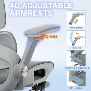 <span class=keywords><strong>Silla</strong></span> de Oficina Ergonómica Moderna con <span class=keywords><strong>Reposacabezas</strong></span> Ajustable y Soporte Lumbar, con Reposabrazos, para Juegos y Oficina, Diseño Realista y Natural - Product Image 5