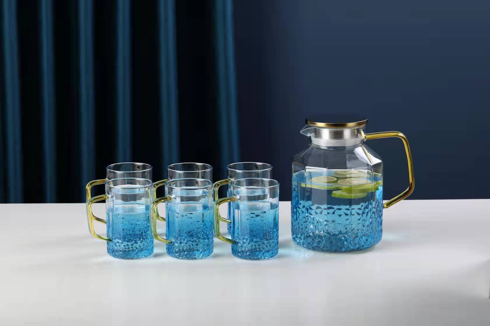 Eco-friendly borosilicate glass teapot set with handle