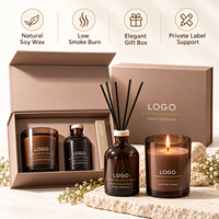 Coffret Cadeau Parfum Maison Haut de Gamme Écologique avec Bougie Artistique en Cire de Soja Parfumée et Diffuseur à Bâtonnets en Rotin pour Mariage et Décoration de Fêtes