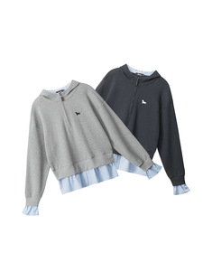 HeyHenry <span class=keywords><strong>felpa</strong></span> Casual a due pezzi con cappuccio e mezza Zip 2025 giacca ampia autunnale - Product Image 5