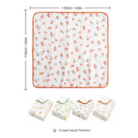 Groothandel 6-laags Musselinen Babydekentje Bamboe Katoen Ademend Bubbelgaas Kinderdekbed Aangepaste Logo Fruitprint Kinderkamer Dekbed