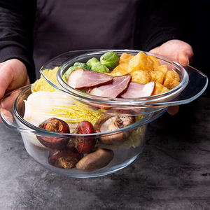 <span class=keywords><strong>Olla</strong></span> redonda de vidrio transparente resistente al calor, cuenco de doble oreja, horno grande, sopa de <span class=keywords><strong>microondas</strong></span>, cazuela de vidrio con tapa - Product Image 3