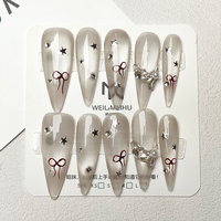 Prix d'usine en gros 10 pièces Faux ongles à presser faits à la main, dégradé rose nude brillant, acrylique de haute qualité avec colle pour doigts