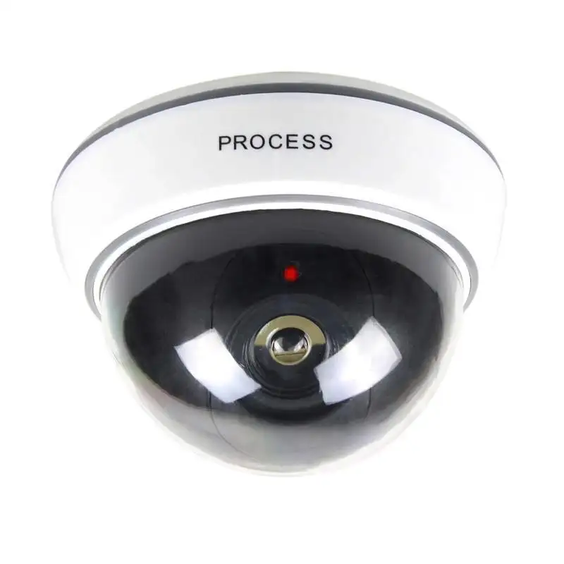 Telecamera a cupola fittizia con avvertimento lampeggiante a LED rosso telecamera fittizia di sicurezza impermeabile per esterni