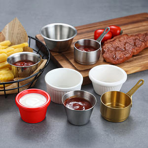 Tasse à sauce occidentale en acier inoxydable Plats et assiettes pour frites Poulet frit <span class=keywords><strong>Steak</strong></span> Dip Salade Tomate Autres aliments - Product Image 5