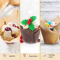 110gsm PET Papier Enduit Cupcake Liner Tulipe Logo Personnalisé Muffin Wrapper Non Toxique Gâteau Cuisson Tasse Jetable Trifle Stand