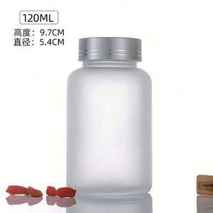 Envase de vidrio esmerilado transparente con tapa de rosca de 60ml, 100ml, 120ml, serigrafiado, para tabletas, vitaminas, cápsulas y píldoras, con caja de cartón. - Product Image 4