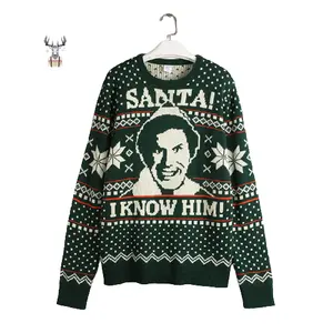 冬の高品質OEMコットンウールジャンパーカスタムプルオーバーニット男性醜い家族のクリスマスセーター