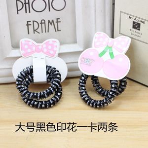 Élastiques à cheveux en forme de cordon téléphonique, en résine plastique, motif nœud papillon, accessoires décontractés pour cheveux, 3 pièces par carte - Product Image 4