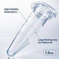 Tube à centrifuger transparent/brun de 1,5 ml avec marques graduées