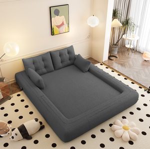 Multi-Functional 3-in-1 <b>Foldable</b> <b>Sofa</b> <b>Bed</b> Set 78.7" Modern Design Memory Foam-Filled Teddy Fabric for Apartment & Villa Use - Product Image 4