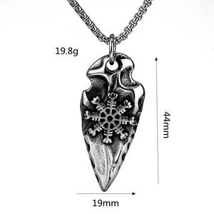 Collar con colgante de flecha de acero inoxidable para hombre, estilo vikingo nórdico, con diseño de runas, joyería de regalo para combinar con ropa - Product Image 5