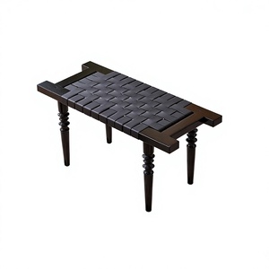<span class=keywords><strong>Banco</strong></span> <span class=keywords><strong>de</strong></span> estilo vintage francés con asiento <span class=keywords><strong>de</strong></span> cuero tejido, patas <span class=keywords><strong>de</strong></span> madera maciza torneadas, estructura <span class=keywords><strong>de</strong></span> madera maciza, ecológico y duradero para entrada. - Product Image 3