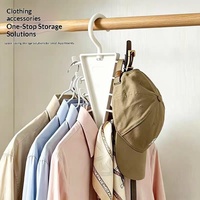 Porte-vêtements en plastique double face en forme de V, design moderne et minimaliste, empilable, avec plusieurs crochets pour écharpes, chapeaux et rangement en dortoir