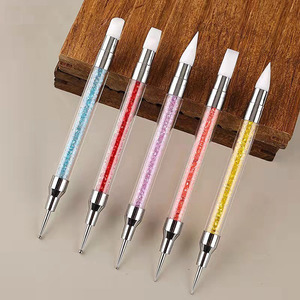 Custom Logo 5pcs Double Head Dual Ended Silicone Nail Art Dotting Tools Carving Polka Manicure Salon Nail Design Pen <b>Set</b> - Product Image 2