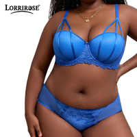 Ensemble soutien-gorge à armatures grande taille, bonnet couvrant avec maintien latéral, soutien-gorge push-up anti-affaissement avec détails sexy à bretelles