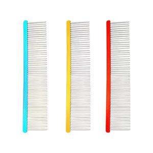 Peigne en acier inoxydable pour toilettage des animaux, rouge, bleu, or, ligne droite, pour l'entretien des poils de chien - Product Image 5
