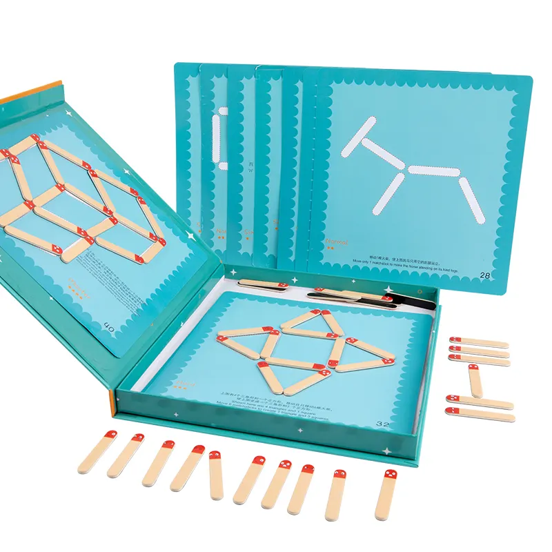어린이 논리 사고 훈련 퍼즐 장난감 나무 창조적 인 성냥개비 자기 퍼즐 테이블 게임 조기 교육 장난감