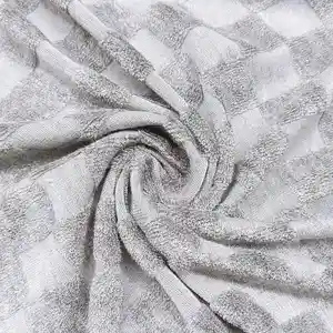 Polyester French Terry Fabric Grey Color CVC Cotton Polyester Spandex French Terry Towel Jacquard Fabric For Toweling