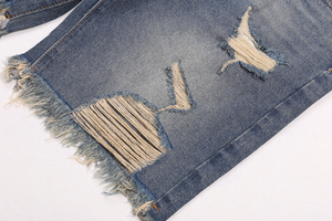 Top Quality Heavyweight 100% Cotton New Distressed Washed Denim <b>Shorts</b> With Knife Cut Tassel Casual Denim <b>Shorts</b> for <b>Men</b> - Product Image 6
