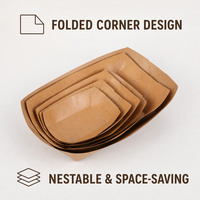 Barquettes en papier kraft imprimées sur mesure, prêtes à être expédiées pour les stands de restauration rapide, les fêtes et la restauration