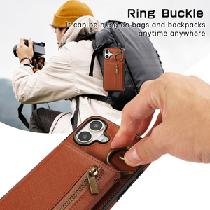 For <strong>iPhone</strong> 17 Luxury Leather <strong>Case</strong> <strong>With</strong> Lanyard Necklace Shoulder Crossbody <strong>Strap</strong> Wallet Phone Cover for <strong>iPhone</strong> 15 16e 17 Pro Max - Product Image 5