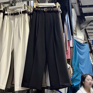 กางเกงสูทของผู้หญิงกางเกงขากว้างของผู้หญิงกางเกงสำหรับใส่ในสำนักงานขาตรงเอวสูงสง่างาม - Product Image 1