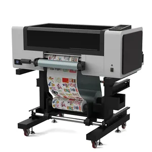 Impressora UV DTF de 30 cm A3 3 cabeças de impressão rolo a rolo, plotter de impressão de etiquetas e etiquetas de filme de transferência a frio com laminador