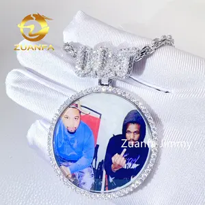 Pass Diamond Tester GRA Certificates hip hop Custom Bail iced out vvs moissanite Diamond memory picture pendant necklace Gift