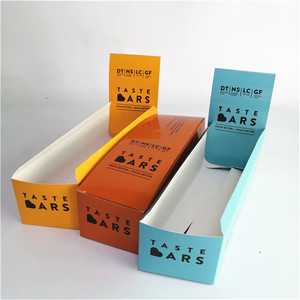 Paper Chocolate Packing Paper Custom Printed Paper Snack Display Box For Chocolate Bar Packing / Protein Bar Packing Pouch With White Paper Display Base