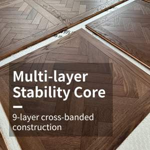 Suelo de bloqueo de clic geométrico de roble tabaco moderno, madera de ingeniería multicapa, resistente al agua, exterior, sótano, <span class=keywords><strong>Parque</strong></span> - Product Image 4