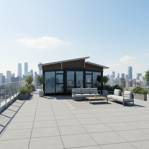 <span class=keywords><strong>Maison</strong></span> conteneur préfabriquée personnalisée <span class=keywords><strong>à</strong></span> toit incliné en EPS, avec porche <span class=keywords><strong>à</strong></span> toit en pente, aménagement 2 pièces, idéale pour bureau, hôtel <span class=keywords><strong>ou</strong></span> location - Product Image 1