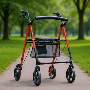 Déambulateur léger en aluminium avec roues de 8 pouces, capacité de 300 lb, siège et poignée réglables pour personnes âgées et adultes - Product Image 2