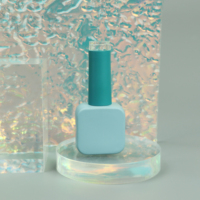 Bouteille de vernis à ongles en verre de 10 ml personnalisable en usine, bleue, pour gel UV, avec bouchon carré et pinceau