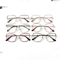 Monture optique fine en métal œil de chat pour femme, branches en acétate multicolores, anti-lumière bleue, lunettes de vue pour myopie