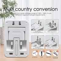Adaptador de Corriente Universal de Viaje de 17W-3.4A, Enchufe con Corriente Nominal de 6A con Toma de Corriente para UE/Reino Unido/EE. UU./Australia, Más de 200 Países para Viajar