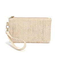 USENGKA-Pochette de tissage en paille, pochette cosmétique, mini-enveloppe, pochette, fermeture éclair, portefeuille