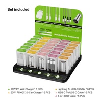 2025 accessoires de téléphone Offre Spéciale 30 pièces présentoir 20W chargeur mural 60W câble USB C pour téléphone portable