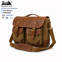 Sac messager vintage en toile cirée pour appareil photo, avec garniture en cuir imperméable, sac à bandoulière pour appareil photo reflex numérique, vente en gros