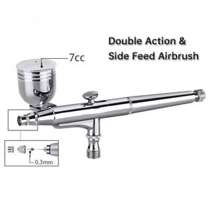 Gravity Side Feed Airbrush <b>Kit</b> 0.3mm Dual-Action Spray Gun Set With 7cc Metal Cup for Hobby Painting Model Craft &<b>Nail</b> Art - Product Image 2
