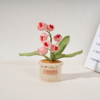 Handgewebte Gestrickte Maiglöckchen im Topf Künstliche Blumen Gehäkelte Glockenorchidee Blumendekoration für Zimmer oder Valentinstag