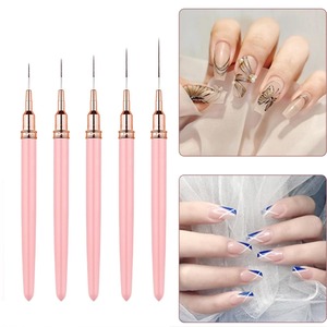 Hadiyah Beauty - Juego <span class=keywords><strong>de</strong></span> 5 Pinceles para Decoración <span class=keywords><strong>de</strong></span> <span class=keywords><strong>Uñas</strong></span> con Delineador <span class=keywords><strong>de</strong></span> Gel <span class=keywords><strong>Rosa</strong></span>/Negro, Ultrafinos, para Delineado y Diseño <span class=keywords><strong>de</strong></span> <span class=keywords><strong>Uñas</strong></span> Postizas - Product Image 4