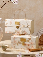 Boîte cadeau portable en carton avec motifs floraux dorés sur le thème de la forêt, pour mariage, demoiselles d'honneur, anniversaire, vide