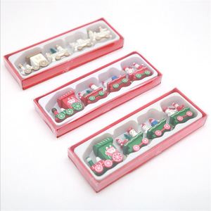 Décorations de Noël, train miniature en bois, cadeaux de Noël pour enfants de la maternelle, ornements de Noël. - Product Image 5