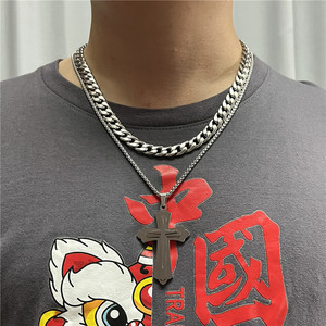 Stainless Steel <b>Cross</b> Pendant Necklace Men's Geometric Design Gift Jewelry 12064 - Product Image 3