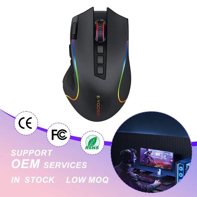 E-YOOSO X-11 Wireless Dual Mode Gaming Mouse RGB Backlit  9 Programmable Buttons  OEM Gaming Mouse
