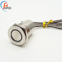 Interrupteur tactile électrique étanche IP68 en acier de 16 mm, 19 mm, 22 mm, 25 mm, interrupteur à loquet LED, interrupteur piézoélectrique avec fil