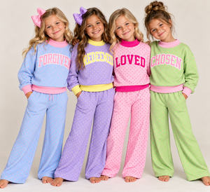 Conjuntos de Ropa para Niñas Pequeñas de Boutique Personalizada, Camiseta con Cuello Alto y Estampado de Puntos Coloridos y Pantalones Anchos, Venta al por Mayor de Ropa para Hermanas - Product Image 2