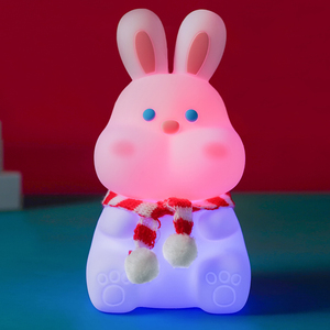 Thỏ Ánh Sáng Ban Đêm Bé Nursery Đèn Thở LED Silicone Squishy Dễ Thương Bunny Đèn Quà Tặng Có Thể Sạc Lại Thay Đổi Độ Sáng Động Vật Ánh Sáng - Product Image 4