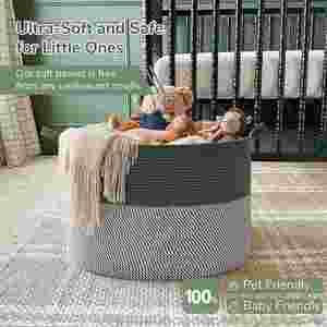 Large Laundry <b>Basket</b> Nursery Hamper 90L Cotton Rope <b>Woven</b> <b>Basket</b> for Blankets Toys Clothes - Product Image 5